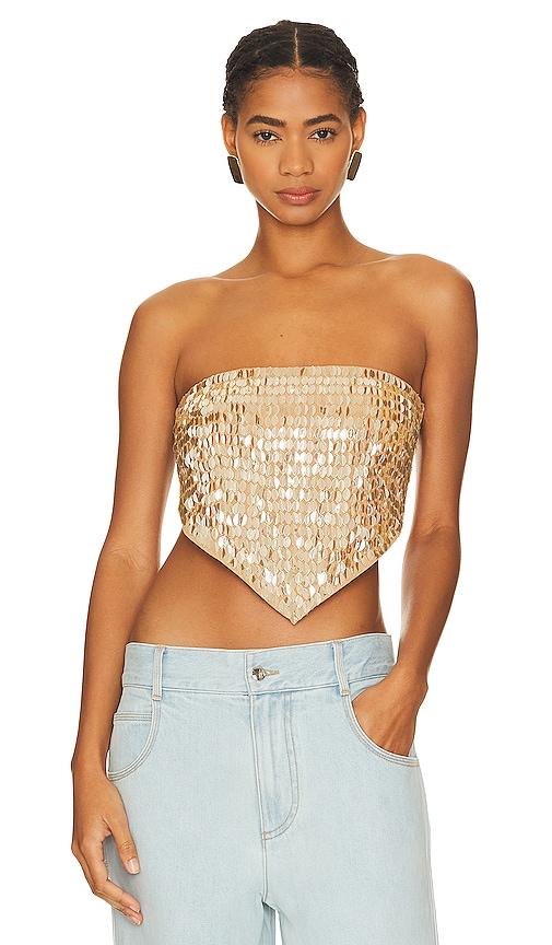 camila coelho mirabel top in metallic gold. - size m (also in xl)