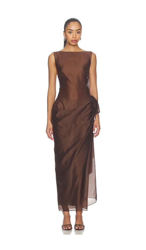 camila coelho mirelle maxi dress in brown. - size s (also in xxs)