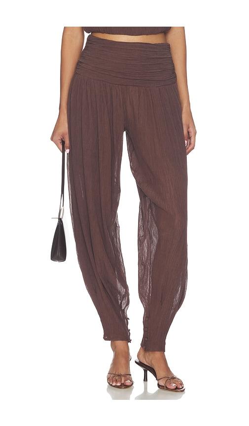 camila coelho mirelle pant in chocolate. - size s (also in xs, xxs)