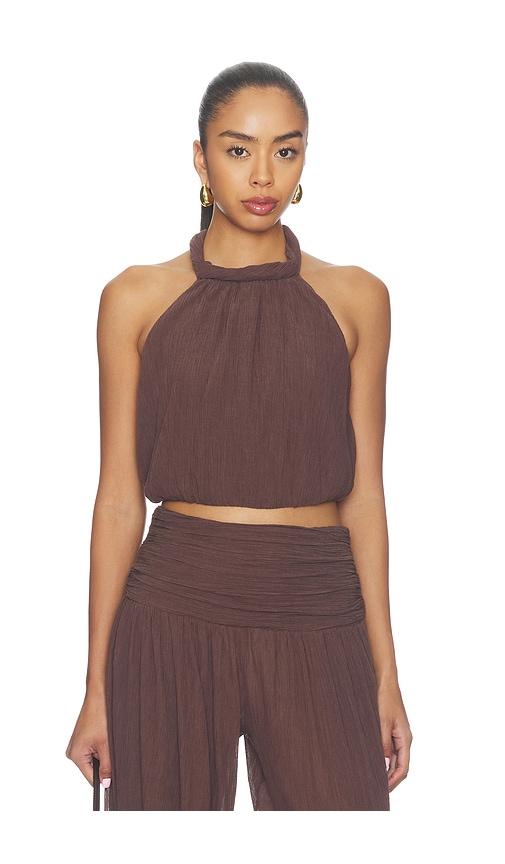 camila coelho mirelle top in chocolate. - size m (also in s, xl)