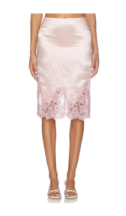 camila coelho mireya midi skirt in pink. - size xl (also in xs)