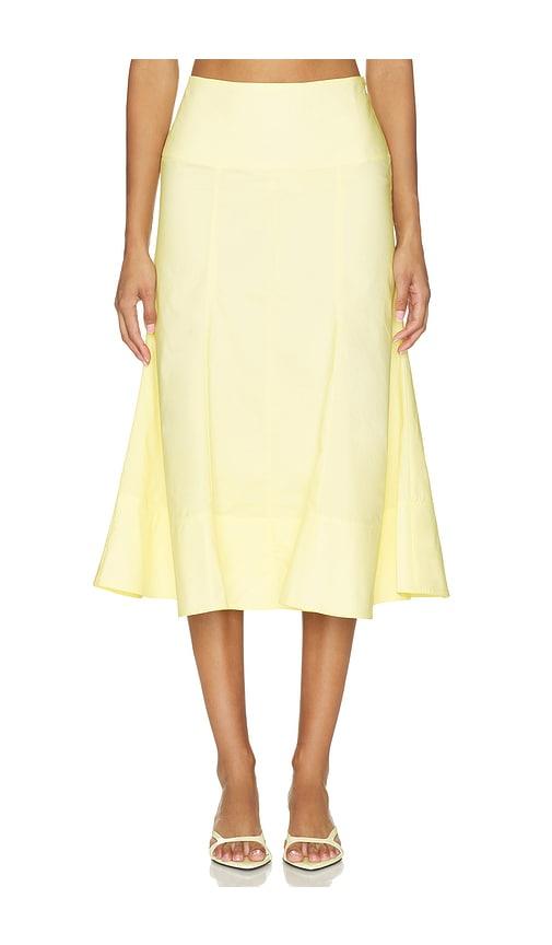 camila coelho nara midi skirt in yellow. - size l (also in xxs, xs, s, m, xl)