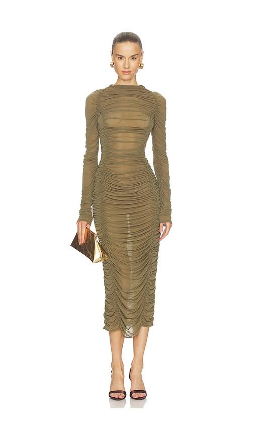 camila coelho nayeli midi dress in olive. - size l (also in s, xxs, xs, m)