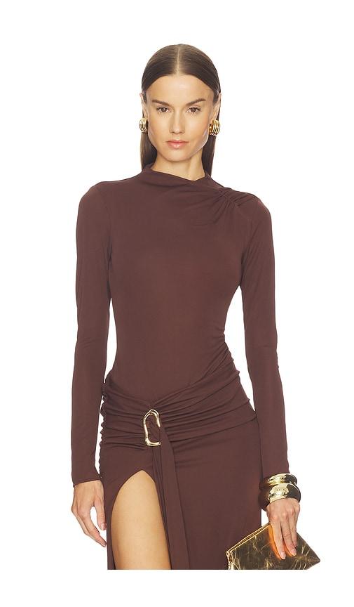 camila coelho nia bodysuit in chocolate. - size l (also in xs, s, m, xl)