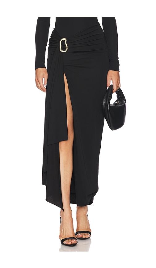 camila coelho nia maxi skirt in black. - size l (also in xs, xxs, s, m, xl)