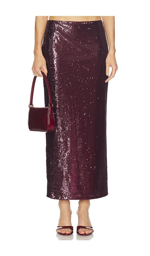 camila coelho noella skirt in burgundy. - size l (also in xxs, xs, s, m)