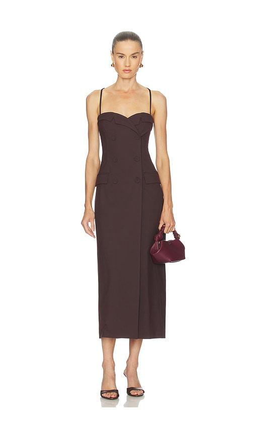 camila coelho noeme midi dress in burgundy. - size l (also in s, m)