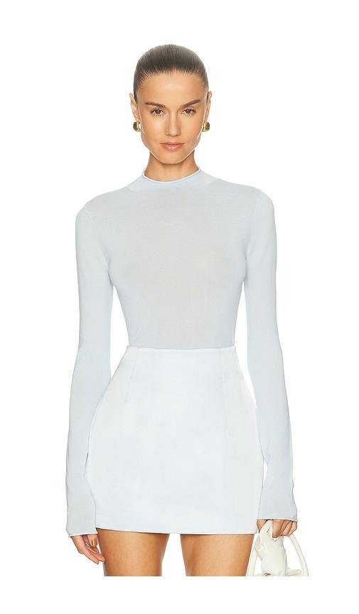 camila coelho pauline mock neck sweater in baby blue. - size l (also in m, s, xl, xs, xxs)
