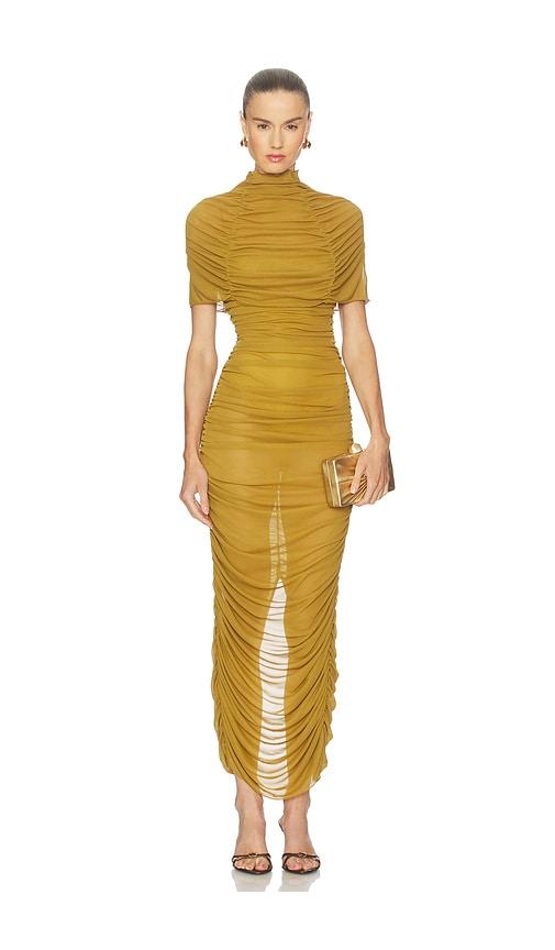camila coelho rocio midi dress in chartreuse in green. - size l (also in xs, s, m)