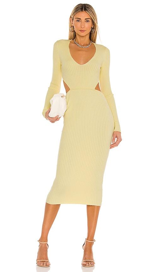 camila coelho rosabella midi dress in yellow. - size m (also in xl)