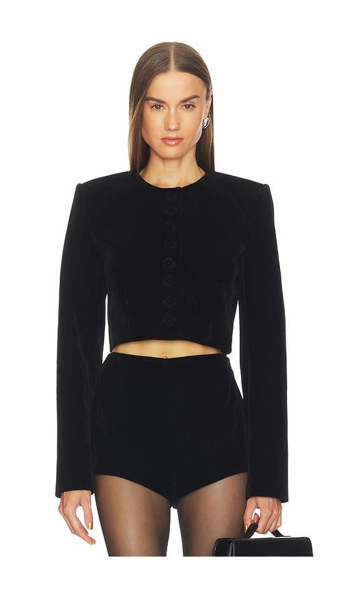camila coelho roxana velvet jacket in black. - size l (also in s, xl)