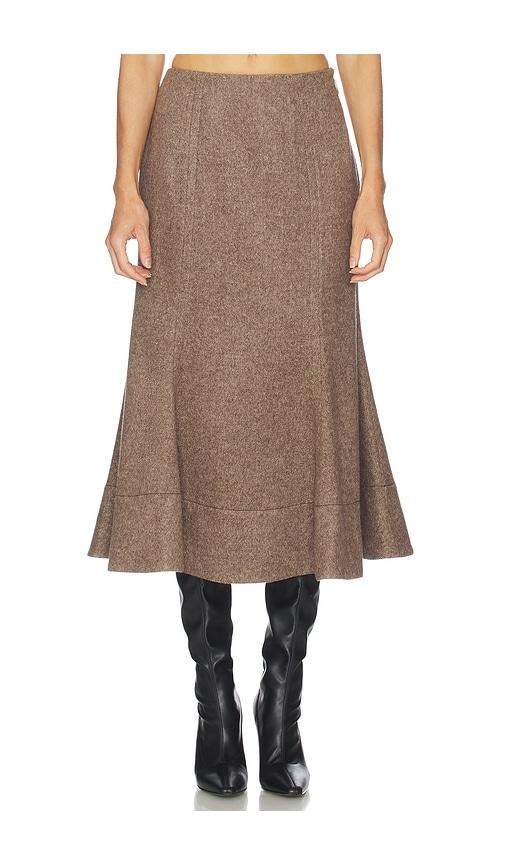 camila coelho sidonia midi skirt in taupe. - size s (also in xs)