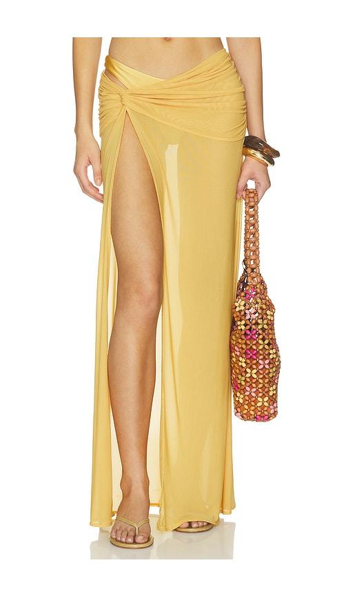 camila coelho solano maxi skirt in yellow. - size m (also in s)