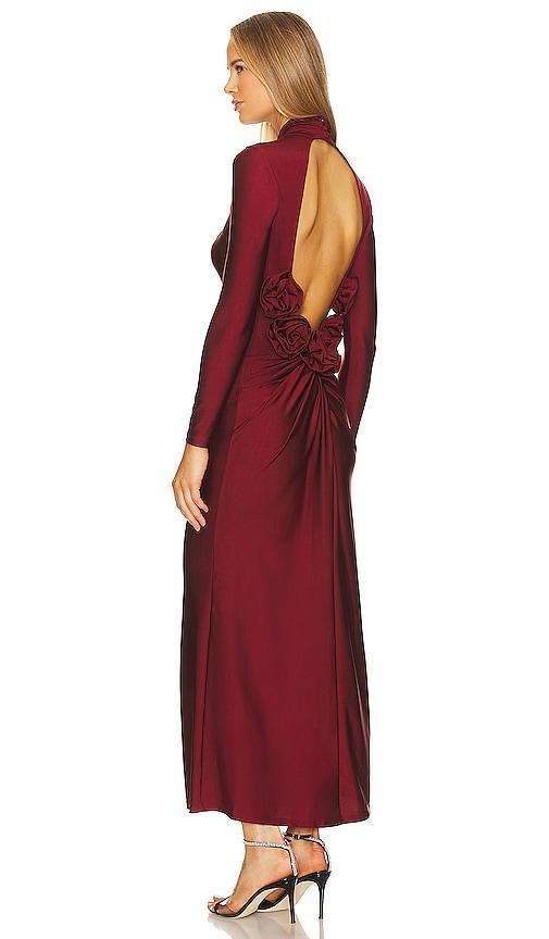 camila coelho telma maxi dress in burgundy. - size m (also in xxs, xs, s)
