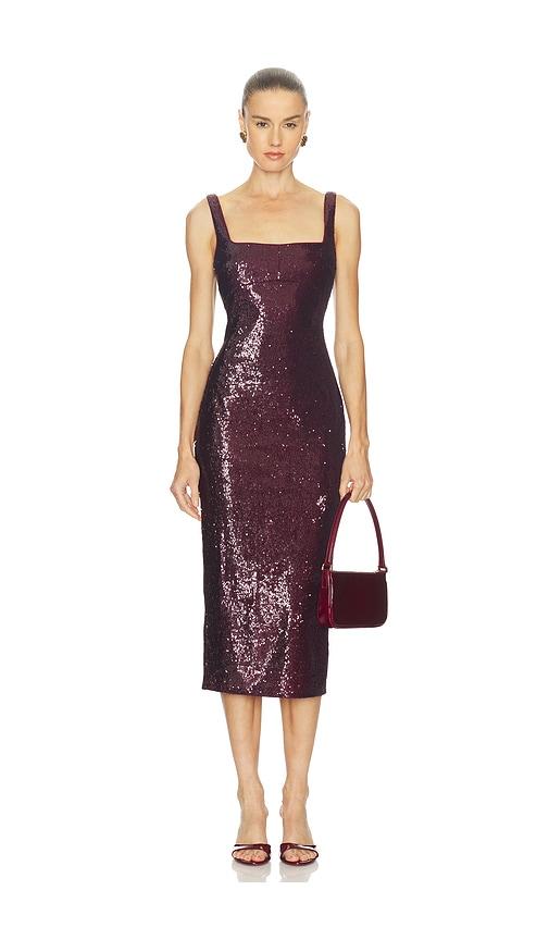camila coelho veda midi dress in burgundy. - size xs (also in xxs)