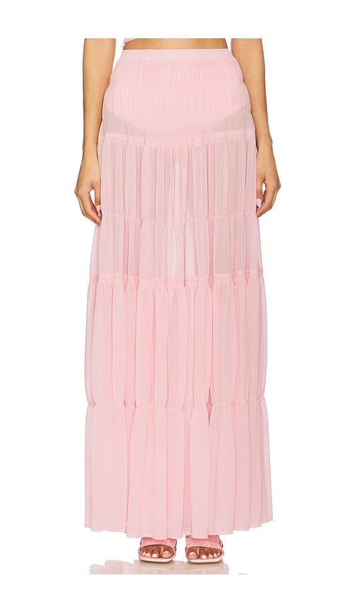 camila coelho yara maxi skirt in pink. - size s (also in xxs, xs, xl)