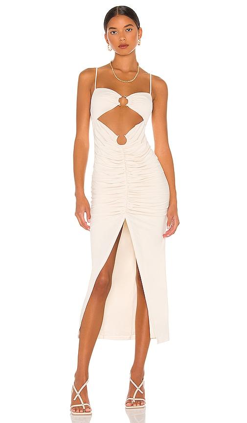 camila coelho yasmeen midi dress in neutral. - size l (also in m, xl)