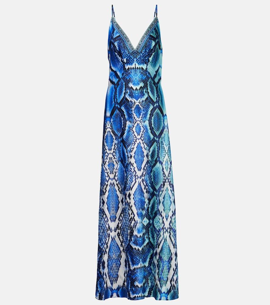 camilla animal-print silk slip dress