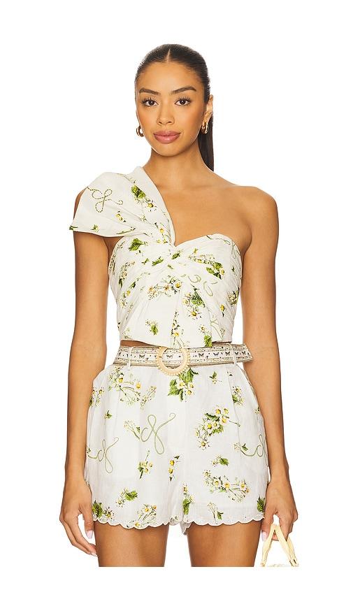 camilla asymmetric bow top in white. - size l (also in xl)