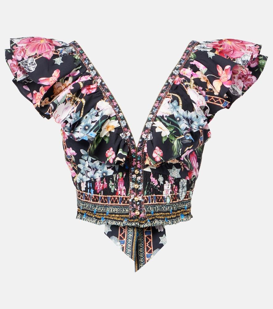 camilla crystal-embellished cotton crop top