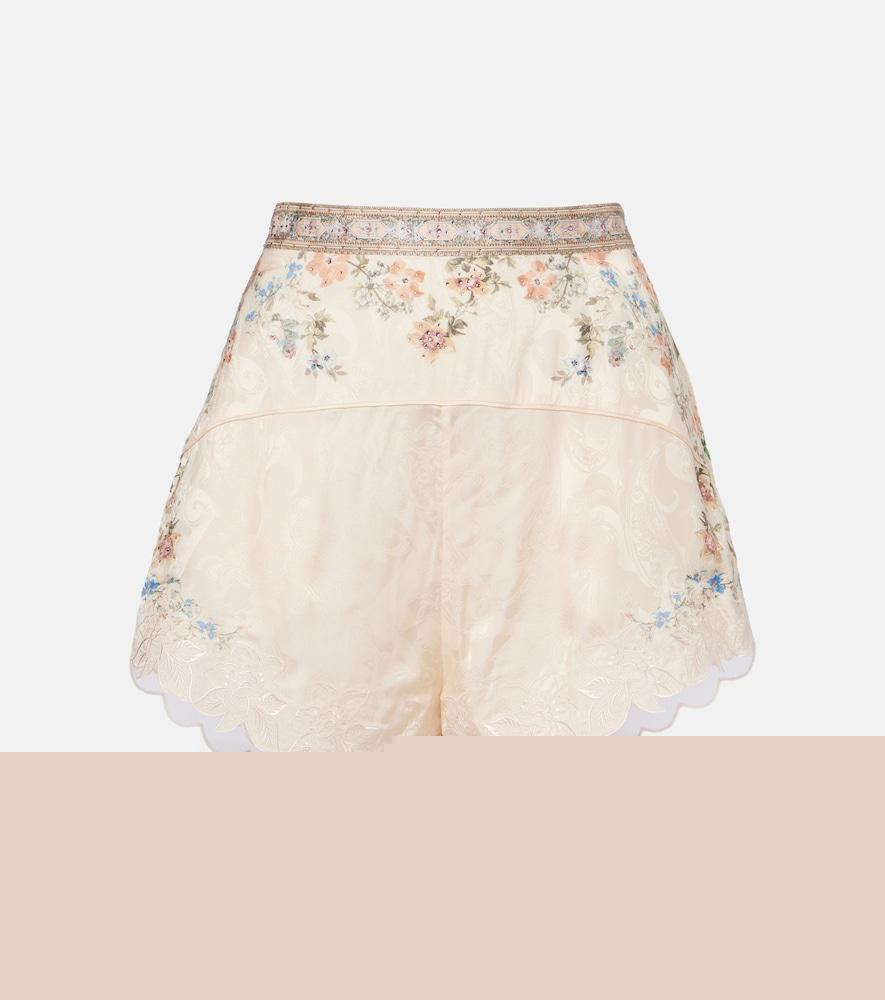 camilla embellished floral lace-trimmed high-rise shorts