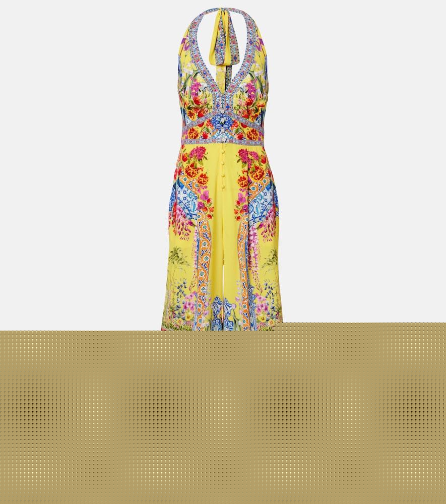 camilla embellished halterneck silk crêpe jumpsuit