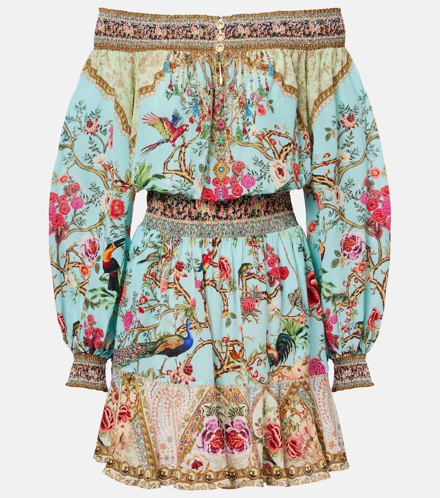camilla embellished off-shoulder silk crêpe minidress