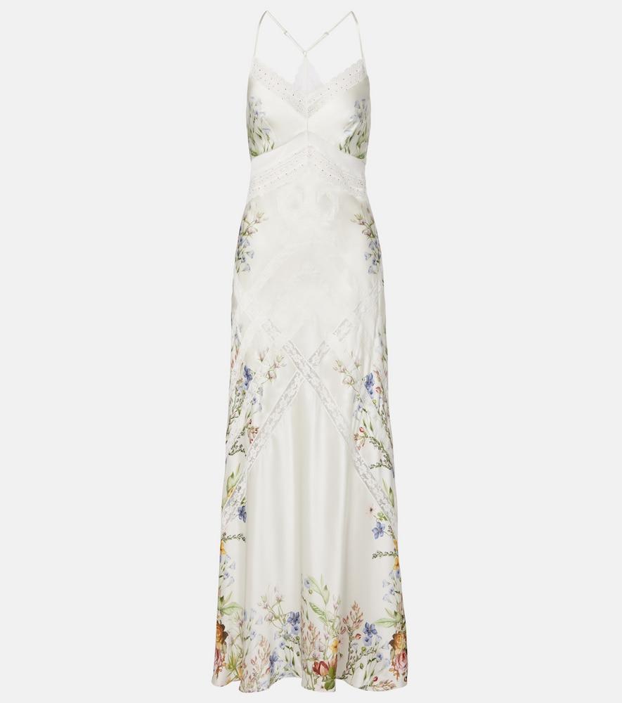 camilla floral silk satin slip dress