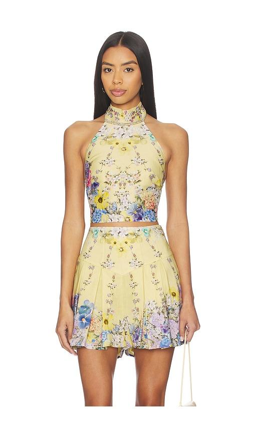 camilla halter tie back top in yellow. - size m/l (also in xl)
