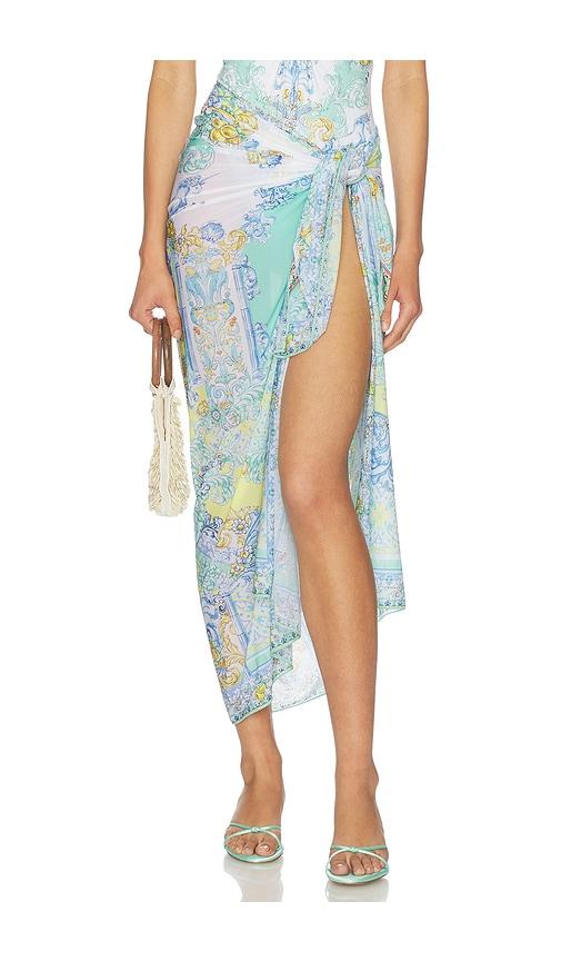 camilla multi wear long sarong in blue.