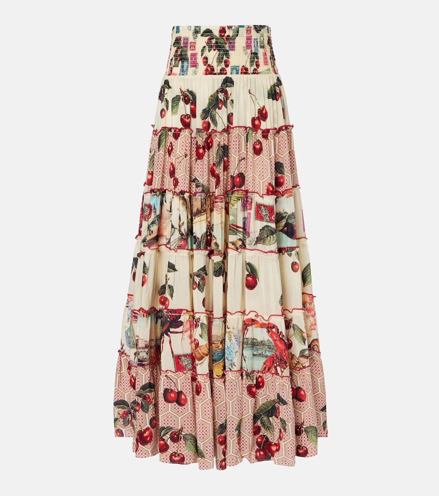 camilla notes from the road printed silk maxi skirt