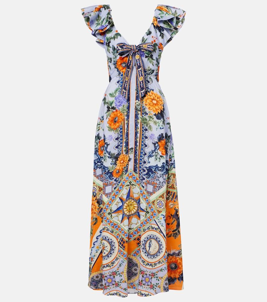 camilla printed linen and silk maxi dress