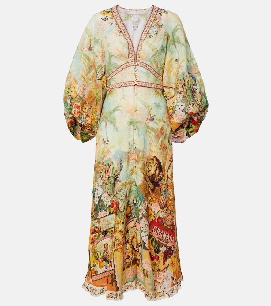 camilla printed linen maxi dress