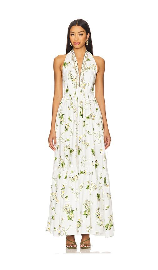 camilla ruffle hem halter dress in white. - size s (also in xs)
