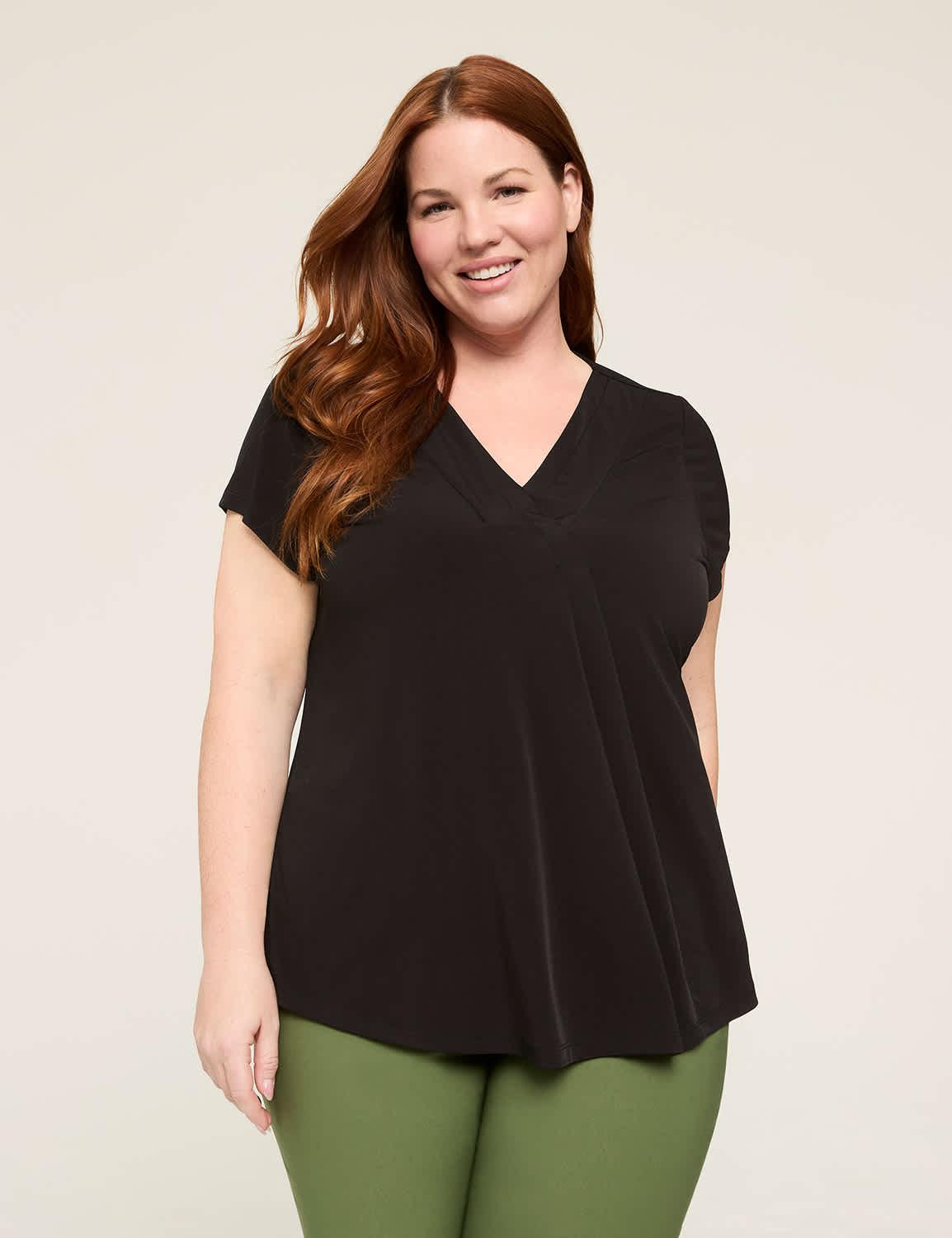 cap-sleeve pleat-front top