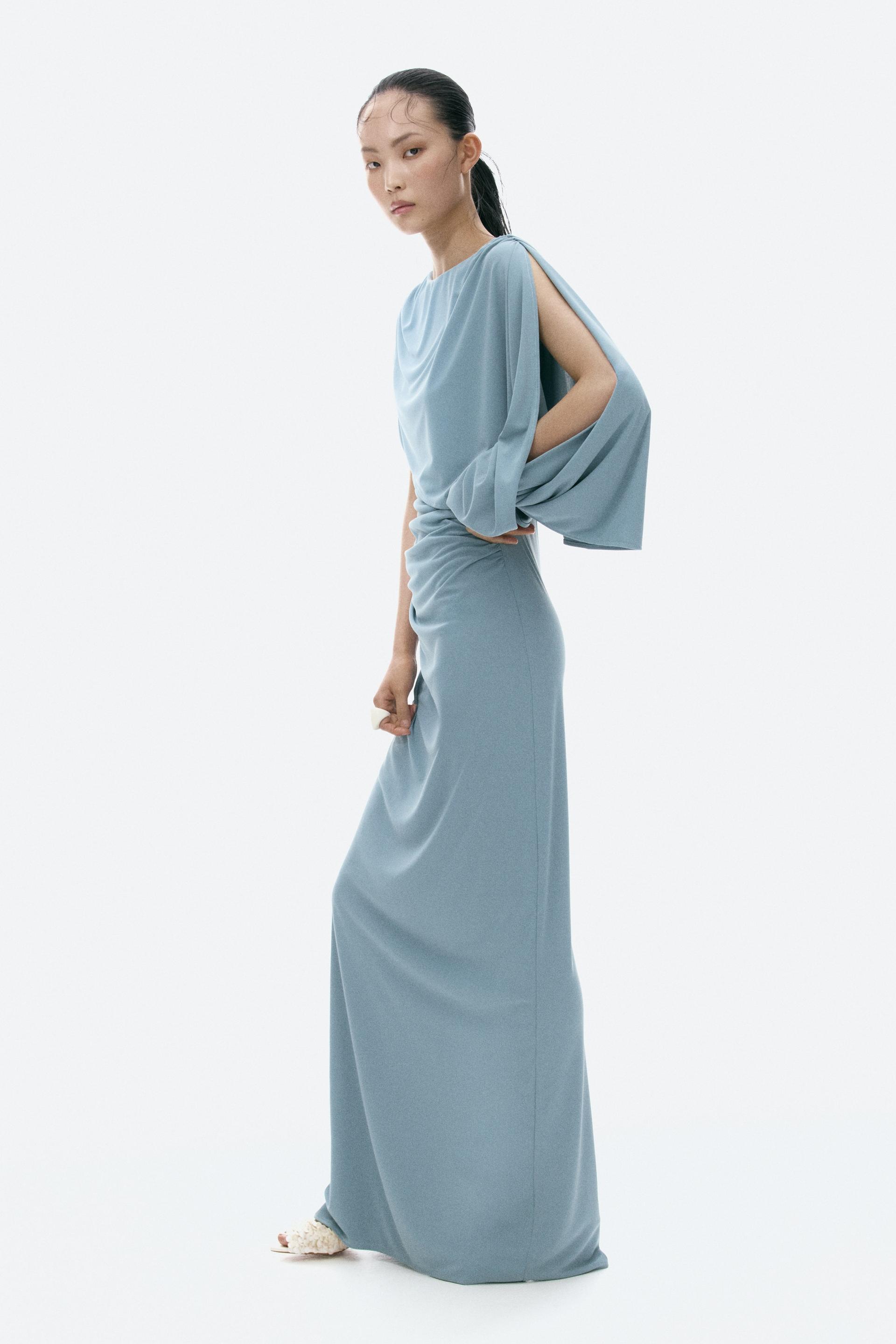 cape-detail draped dress