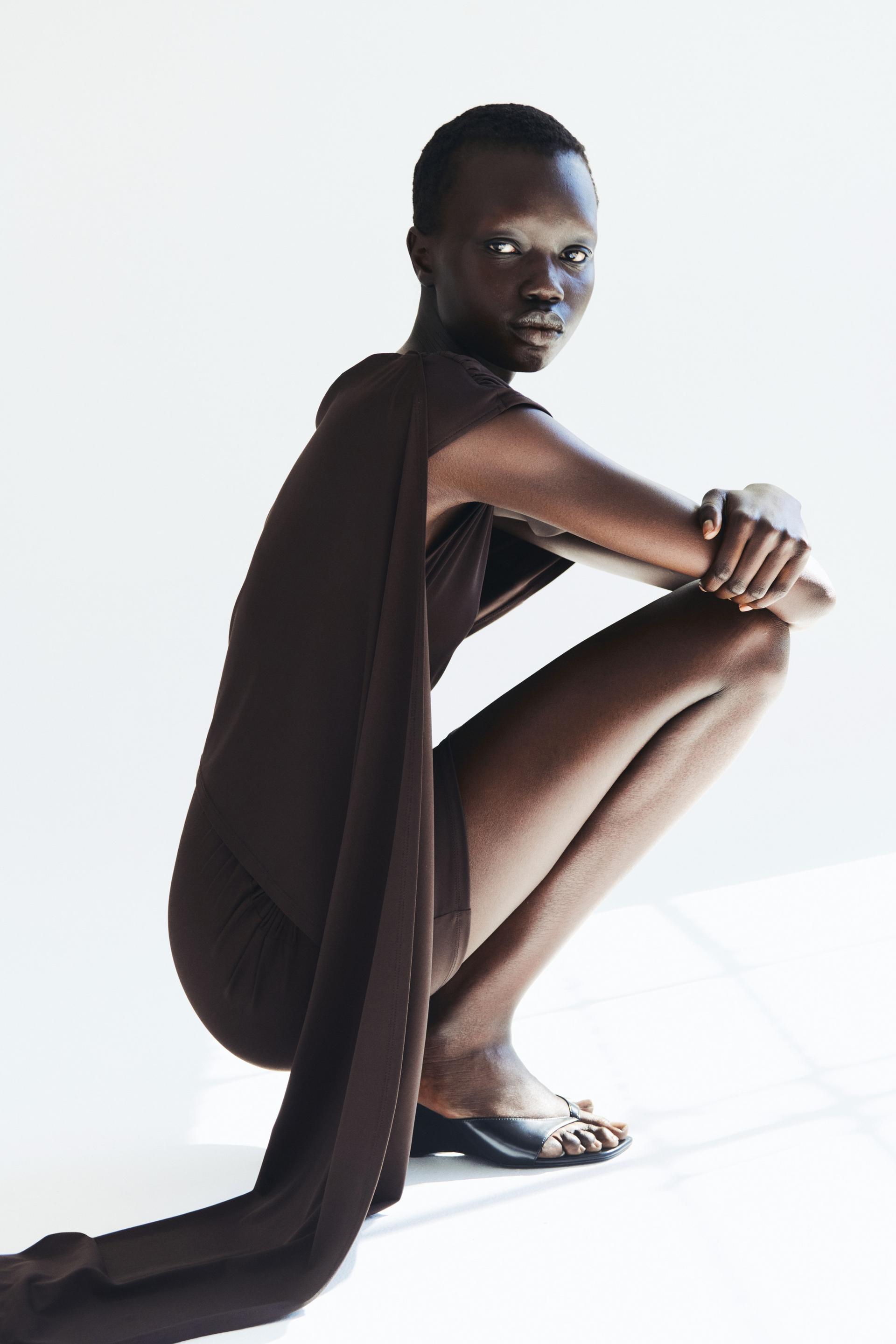 cape-detail draped dress