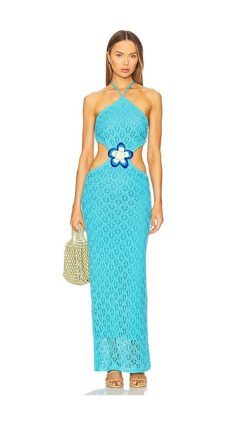 capittana lucinda flower dress in blue. - size m/l (also in xl)