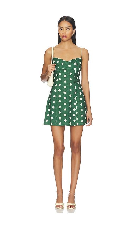 cara cara cherry mini dress in green. - size 00 (also in 8, 10)