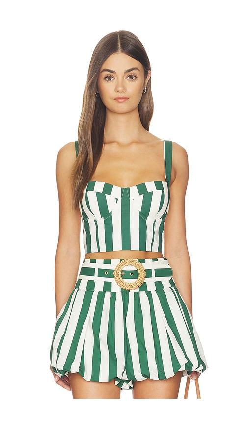 cara cara claudine top in dark green,white. - size 4 (also in 6)