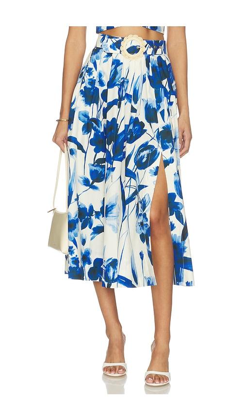 cara cara fielden midi skirt in royal,white. - size 00 (also in 2, 4, 8, 12)