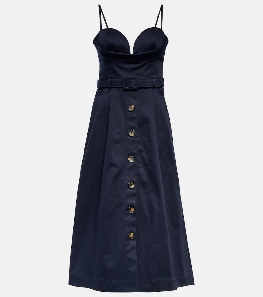 carolina herrera belted cotton-blend midi dress