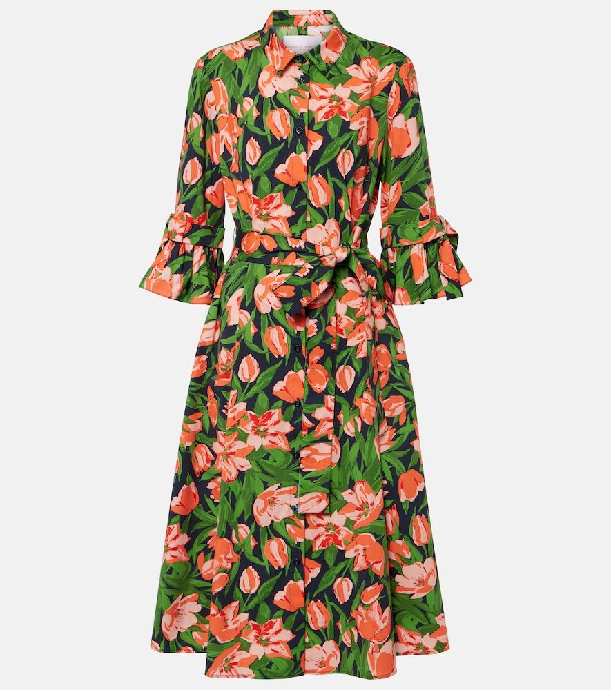 carolina herrera bow-detail cotton-blend shirt dress