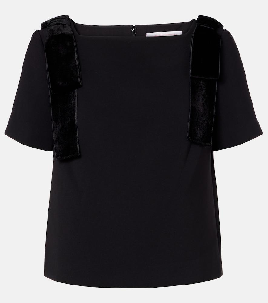 carolina herrera bow-detail velvet-trimmed crêpe top