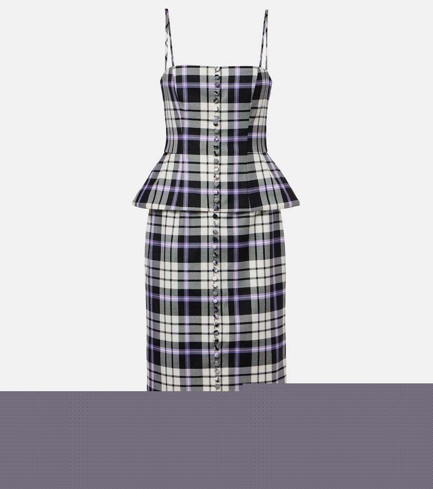 carolina herrera checked trompe l'ail wool midi dress