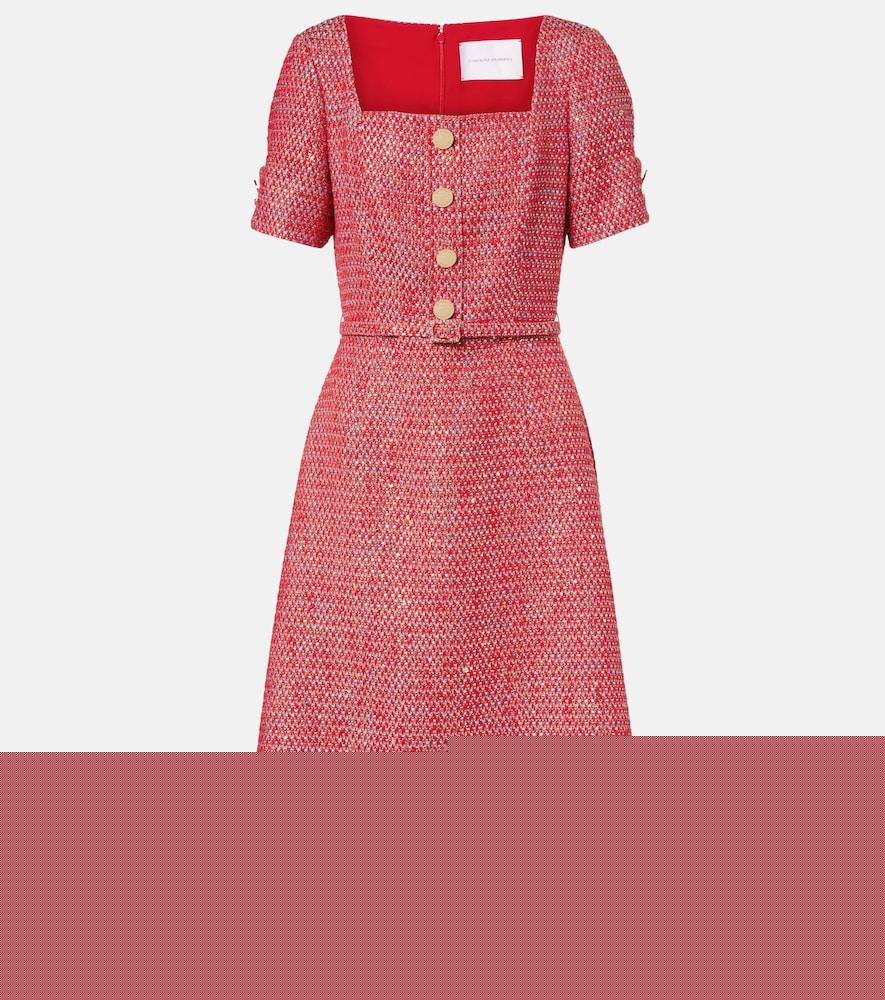 carolina herrera cotton-blend lamé tweed midi dress