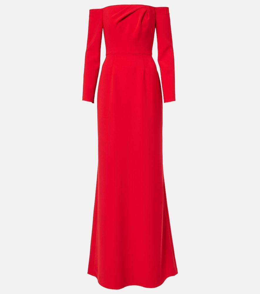 carolina herrera draped off-shoulder crêpe gown