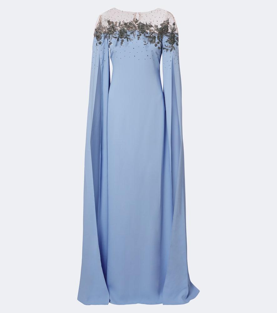 carolina herrera embellished crêpe gown