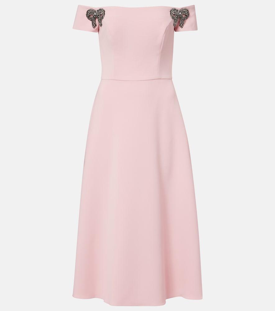 carolina herrera embellished off-shoulder midi dress