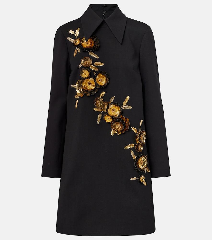 carolina herrera embellished wool-blend shift dress